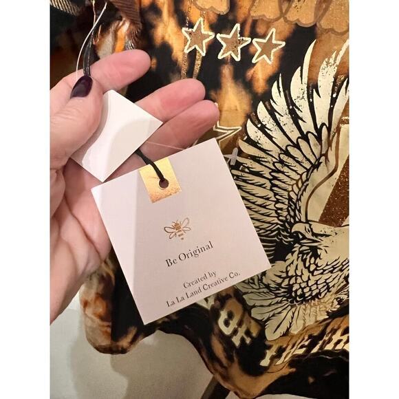 Originality La La Land America Land of the Free Bleach Dyed Plaid Flannel Shirt - Picture 4 of 8